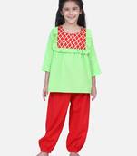 Green Cotton Full Sleeve Top with Harem