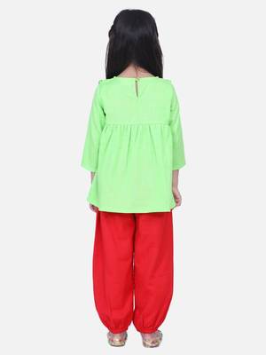 Green Cotton Full Sleeve Top with Harem 3