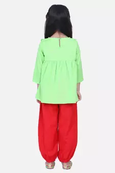 Green Cotton Full Sleeve Top with Harem