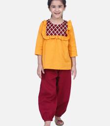 Yellow Cotton Full Sleeve Top with Harem