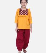 Yellow Cotton Full Sleeve Top with Harem
