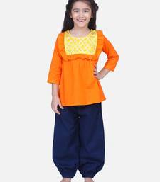 Orange Cotton Full Sleeve Top with Harem
