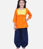Orange Cotton Full Sleeve Top with Harem