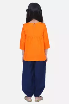 Orange Cotton Full Sleeve Top with Harem