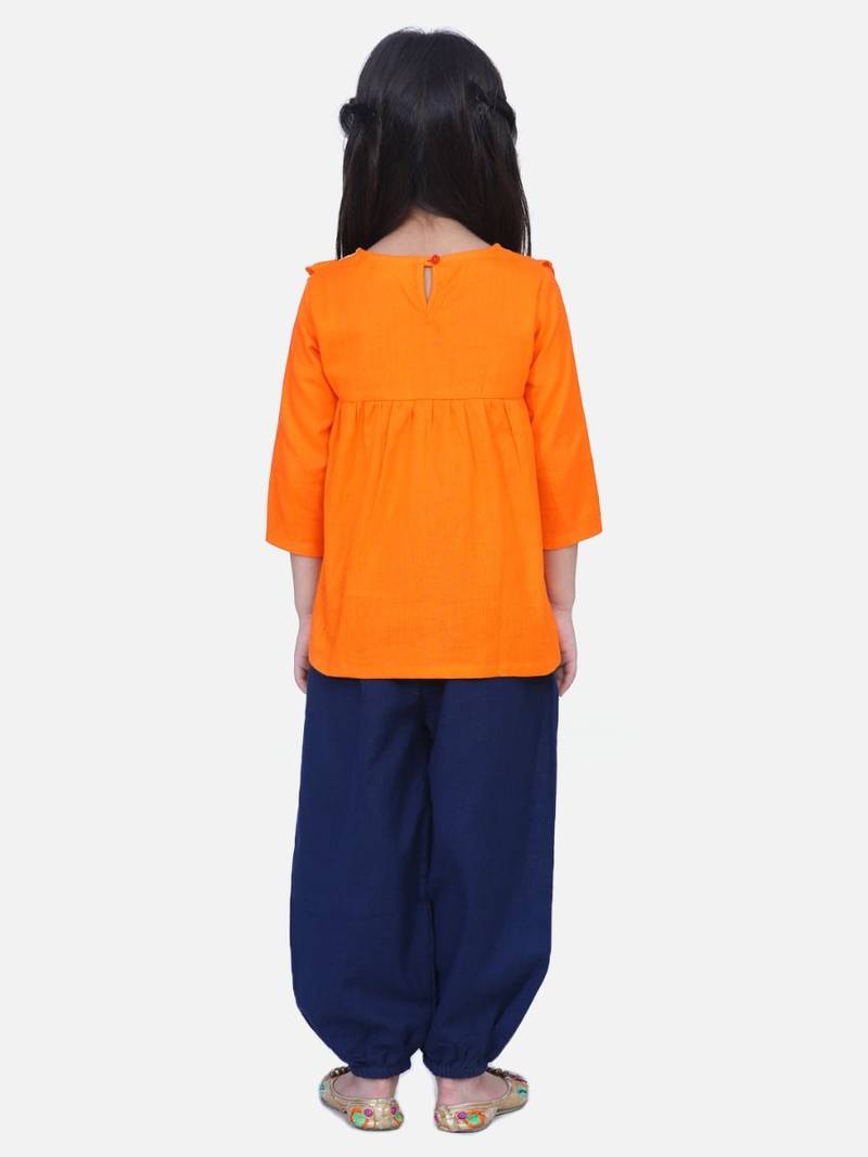 Orange Cotton Full Sleeve Top with Harem