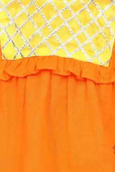 Orange Cotton Full Sleeve Top with Harem