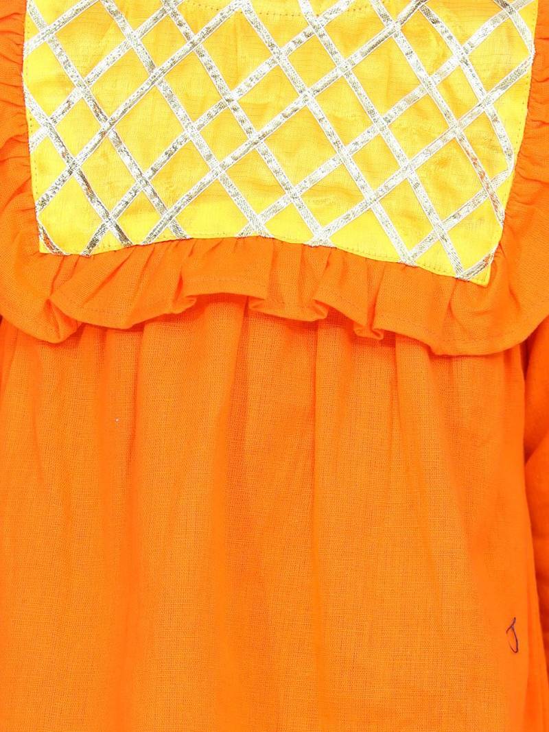 Orange Cotton Full Sleeve Top with Harem
