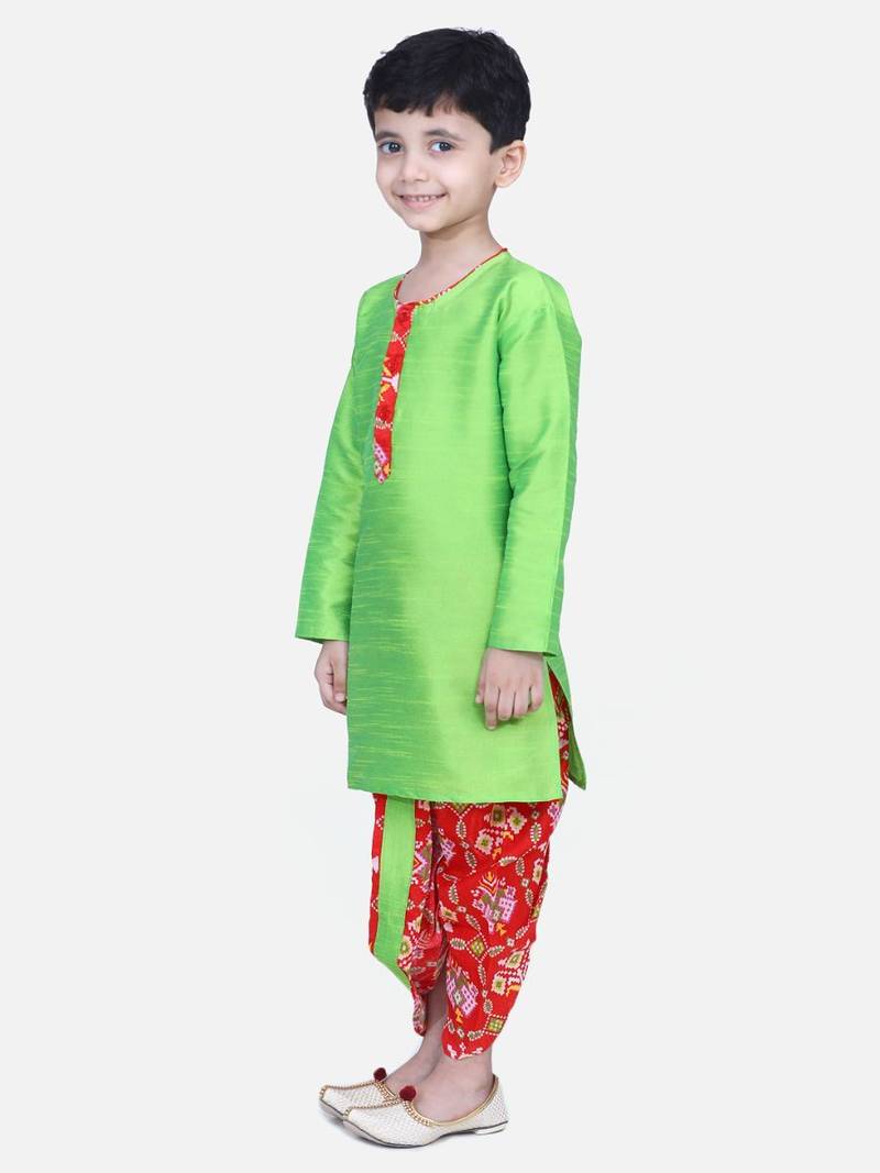 Red Patan Patola Full Sleeve Dhoti Kurta