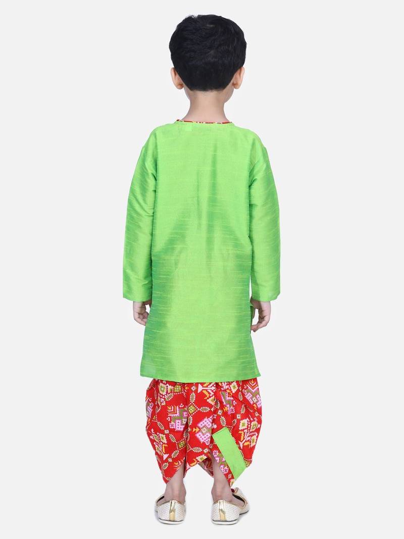 Red Patan Patola Full Sleeve Dhoti Kurta