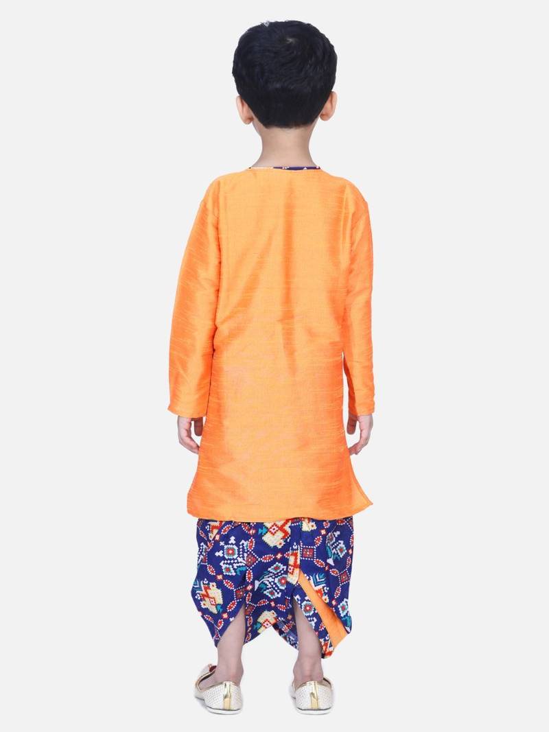 Blue Patan Patola Full Sleeve Dhoti Kurta