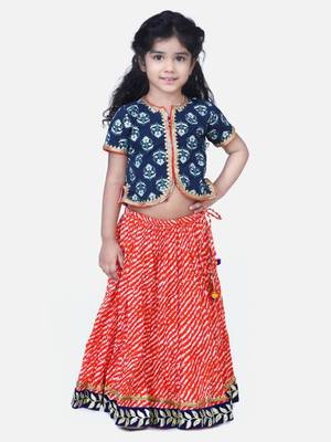 Black Block Print Front Open Cotton Skirt Top 1