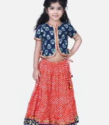 Black Block Print Front Open Cotton Skirt Top