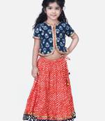 Black Block Print Front Open Cotton Skirt Top