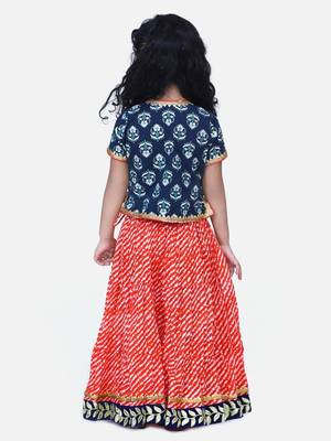 Black Block Print Front Open Cotton Skirt Top 3