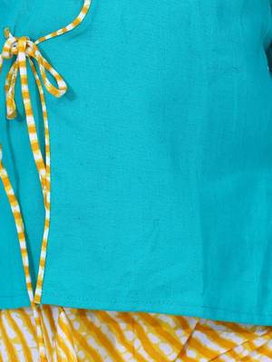 Green Front Open Cotton Full Sleeve Kurta with Dhoti 4