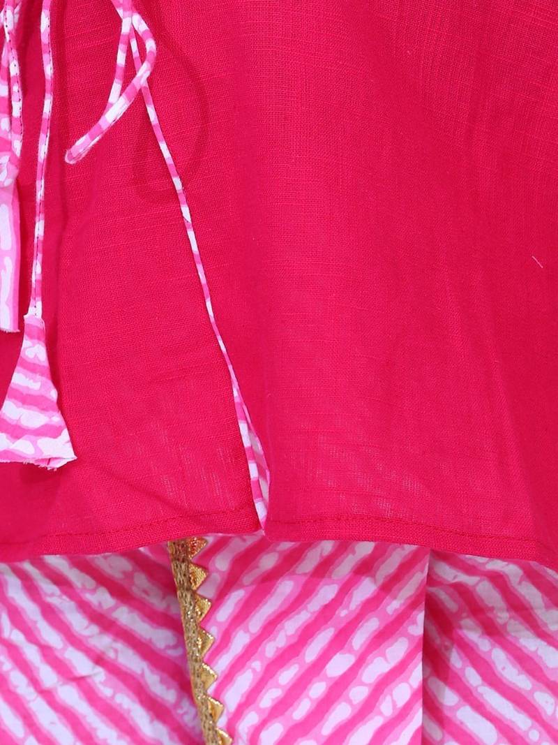Pink Front Open Cotton Full Sleeve Kurta with Dhoti