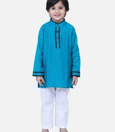 Teal  Full Sleeve Stand Collar Kurta Pajama