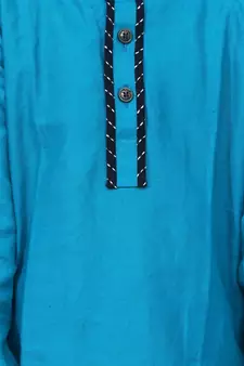 Teal  Full Sleeve Stand Collar Kurta Pajama