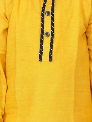 Yellow  Full Sleeve Stand Collar Kurta Pajama 4