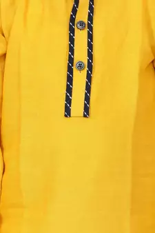 Yellow  Full Sleeve Stand Collar Kurta Pajama