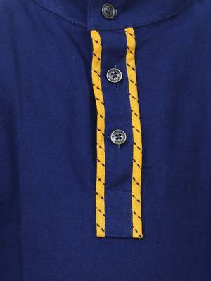 Blue  Full Sleeve Stand Collar Kurta Pajama 4