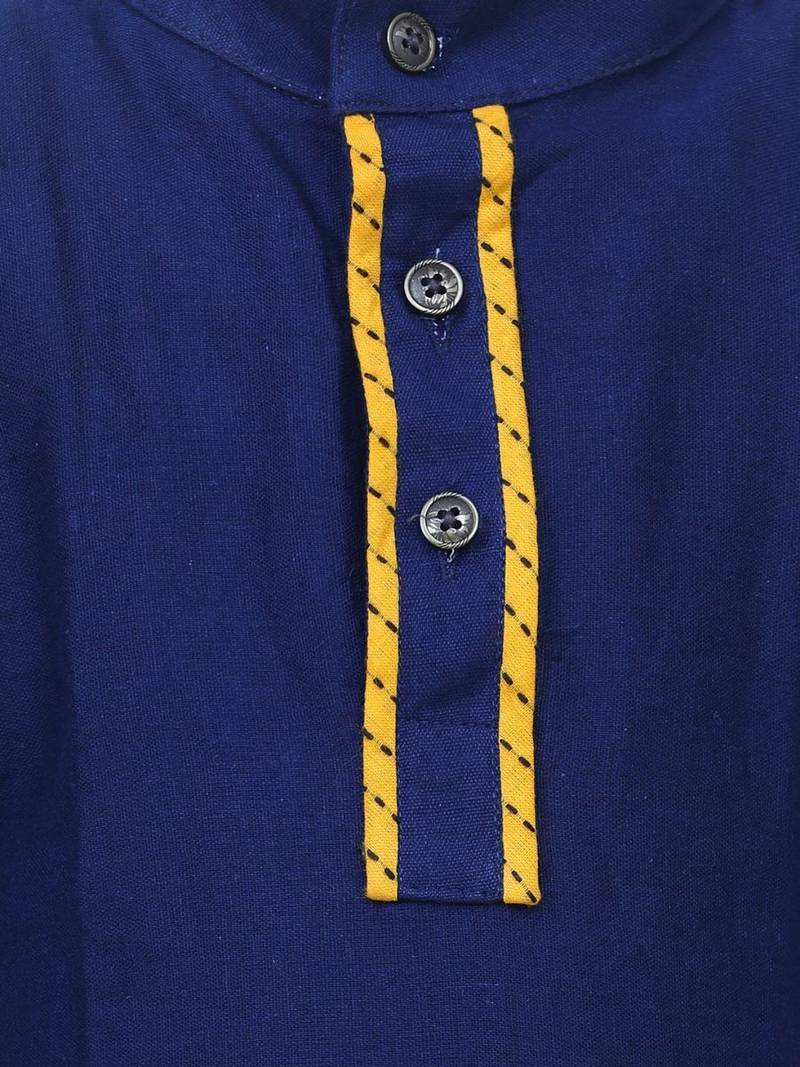 Blue  Full Sleeve Stand Collar Kurta Pajama