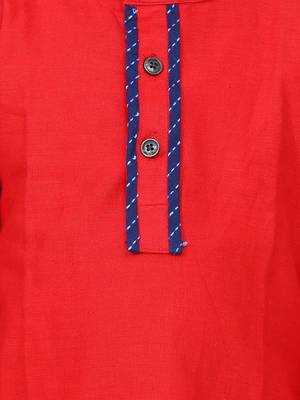 Red  Full Sleeve Stand Collar Kurta Pajama 4