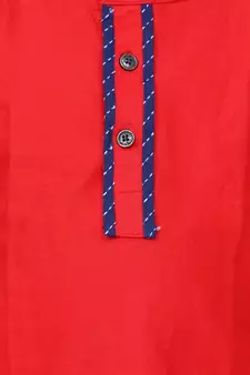 Red  Full Sleeve Stand Collar Kurta Pajama