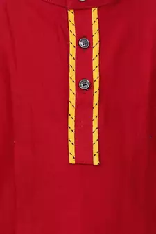 Maroon  Full Sleeve Stand Collar Kurta Pajama