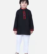 Black  Full Sleeve Stand Collar Kurta Pajama