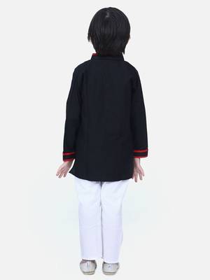 Black  Full Sleeve Stand Collar Kurta Pajama 3