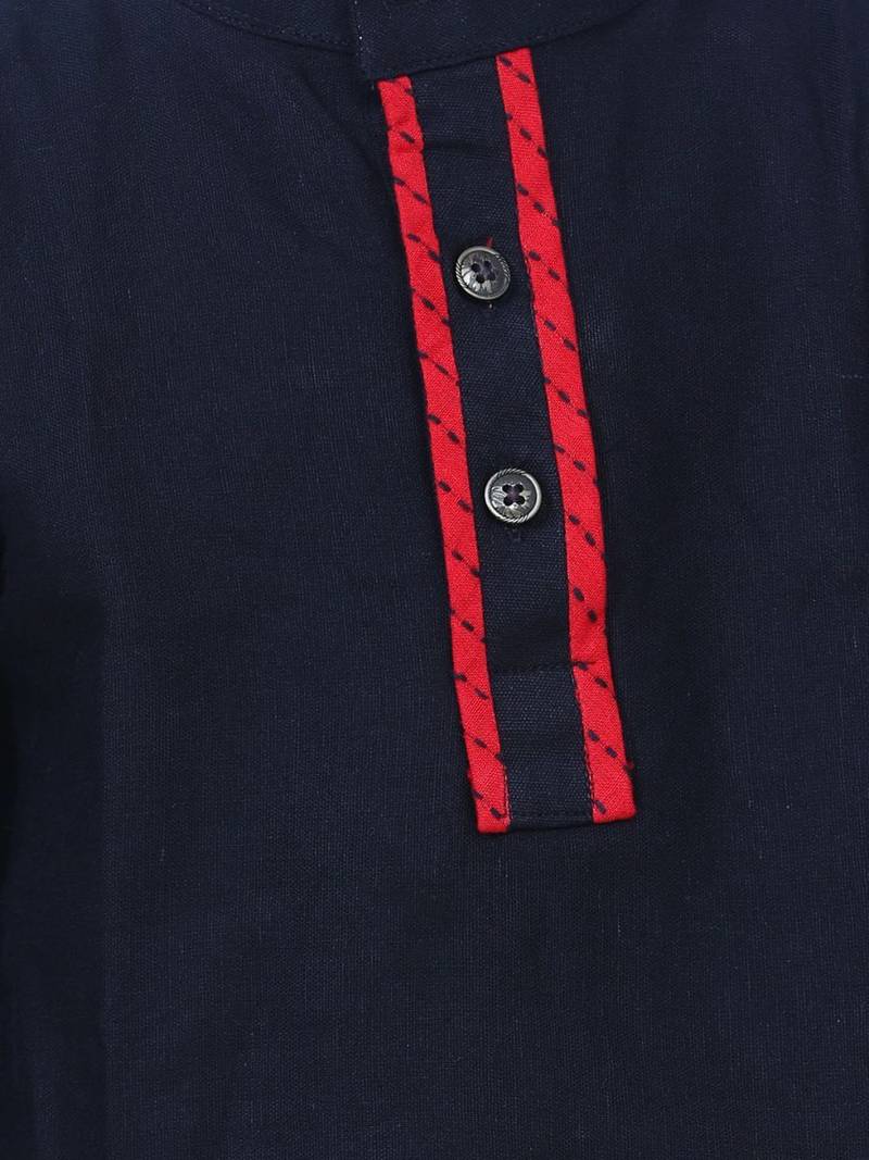 Black  Full Sleeve Stand Collar Kurta Pajama