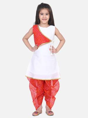 White Panel Kurti Dhoti For Baby Girls 1