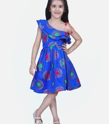 Blue One Shoulder Jacquard Party Frock