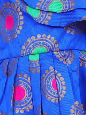 Blue One Shoulder Jacquard Party Frock 5