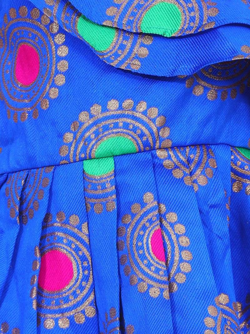 Blue One Shoulder Jacquard Party Frock