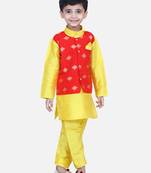 Yellow Attached Chiffon Jacket Full Sleeve Kurta Pajama