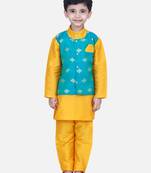 Orange Attached Chiffon Jacket Full Sleeve Kurta Pajama