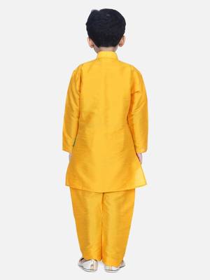 Orange Attached Chiffon Jacket Full Sleeve Kurta Pajama 3