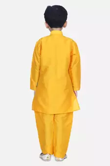 Orange Attached Chiffon Jacket Full Sleeve Kurta Pajama
