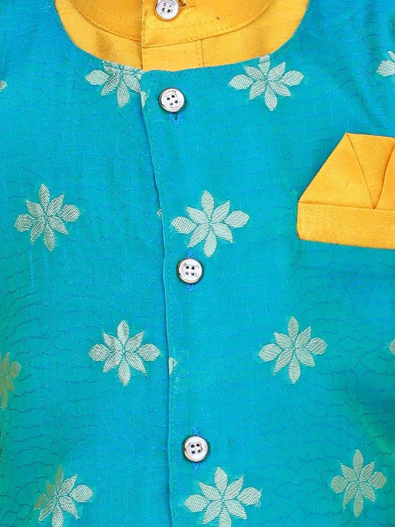 Orange Attached Chiffon Jacket Full Sleeve Kurta Pajama