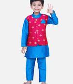 Blue Attached Chiffon Jacket Full Sleeve Kurta Pajama