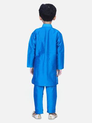 Blue Attached Chiffon Jacket Full Sleeve Kurta Pajama 3