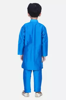 Blue Attached Chiffon Jacket Full Sleeve Kurta Pajama