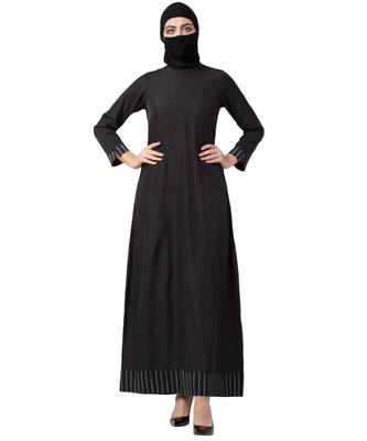 Musheco  Abaya With Striped Border 1