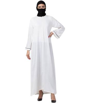 Musheco White Cotton Rayon Abaya 2