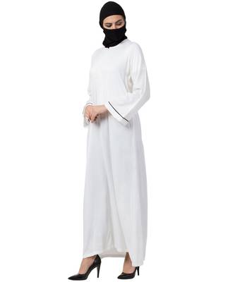 Musheco White Cotton Rayon Abaya 4