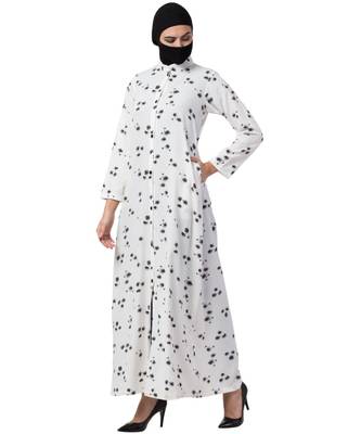 Musheco Front Open Dress In Black & White Print 3