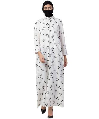 Musheco Front Open Dress In Black & White Print 4