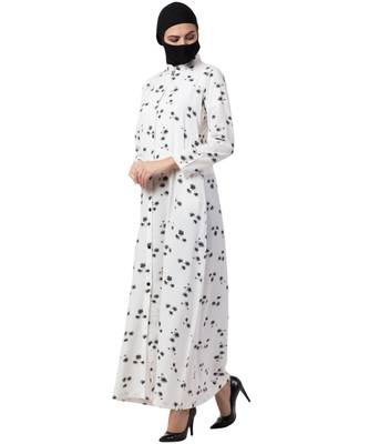 Musheco Front Open Dress In Black & White Print 5